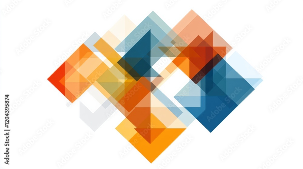 Obraz premium Colorful geometric shapes create an abstract design with overlapping patterns and vibrant hues. Generative AI