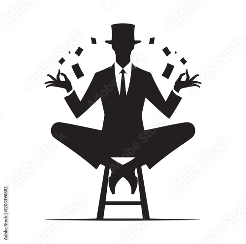 Magician pose silhouette vector illustration