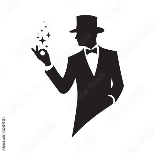 Magician pose silhouette vector illustration