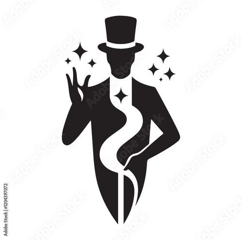 Magician pose silhouette vector illustration