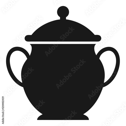 Sugarpot Icon Silhouette Vector Illustration Simple Black Outline for Kitchen Utensil Design photo