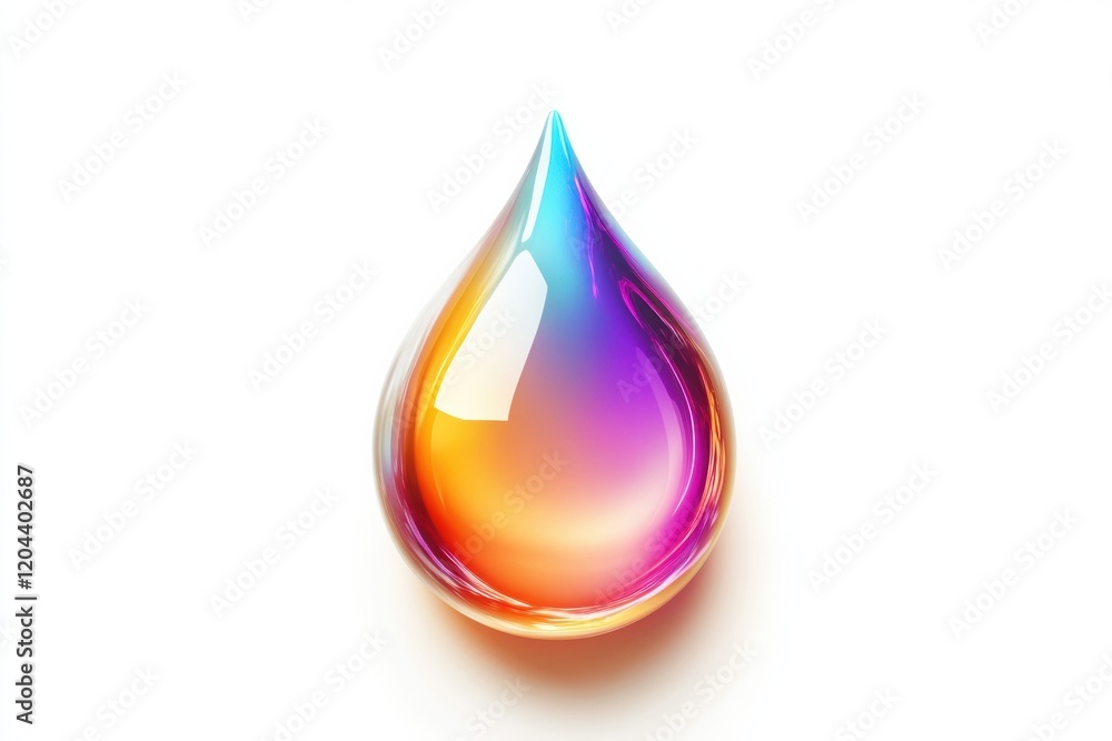 Colorful water droplet reflecting vibrant hues on a plain background in a creative showcase of light and form. Generative AI Colorful water droplet reflecting vibrant hues on a plain background in a creative showcase of light and form. Generative AI