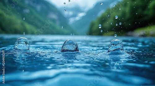 Serene Water Drops on Lake's Surface photo