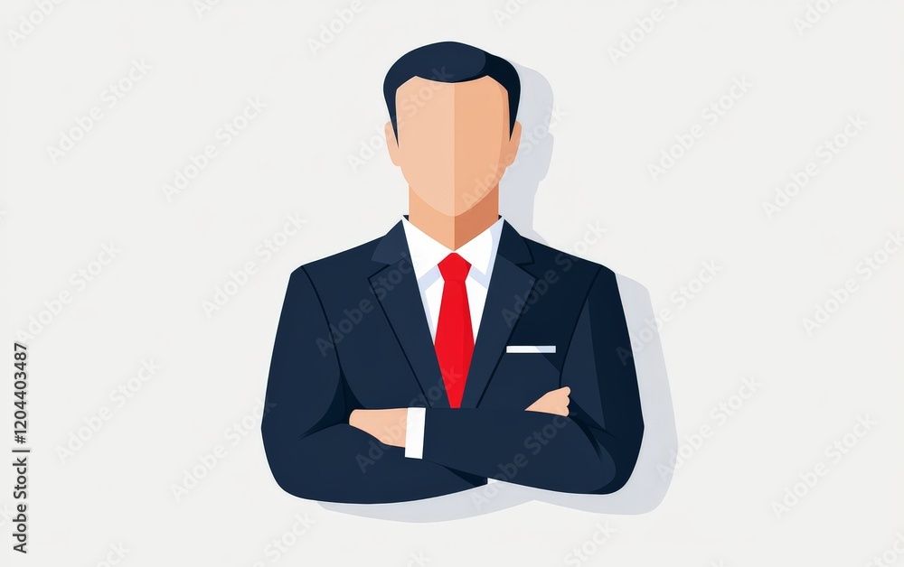 Professional businessman in a formal suit with arms crossed, representing leadership, corporate success, and confident business decision making Professional businessman in a formal suit with arms crossed, representing leadership, corporate success, and confident business decision making