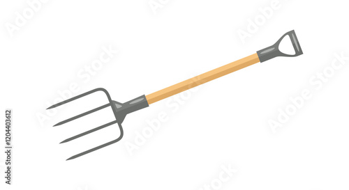 Hayfork isolated on white background. Vector cartoon flat illustration. Gardening tool icon