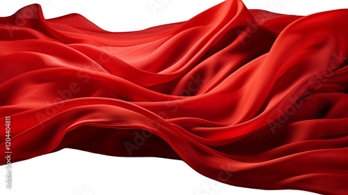 Vibrant red fabric billowing dramatically, ideal for creative or fashion themes, studio view, isolated on transparent background.