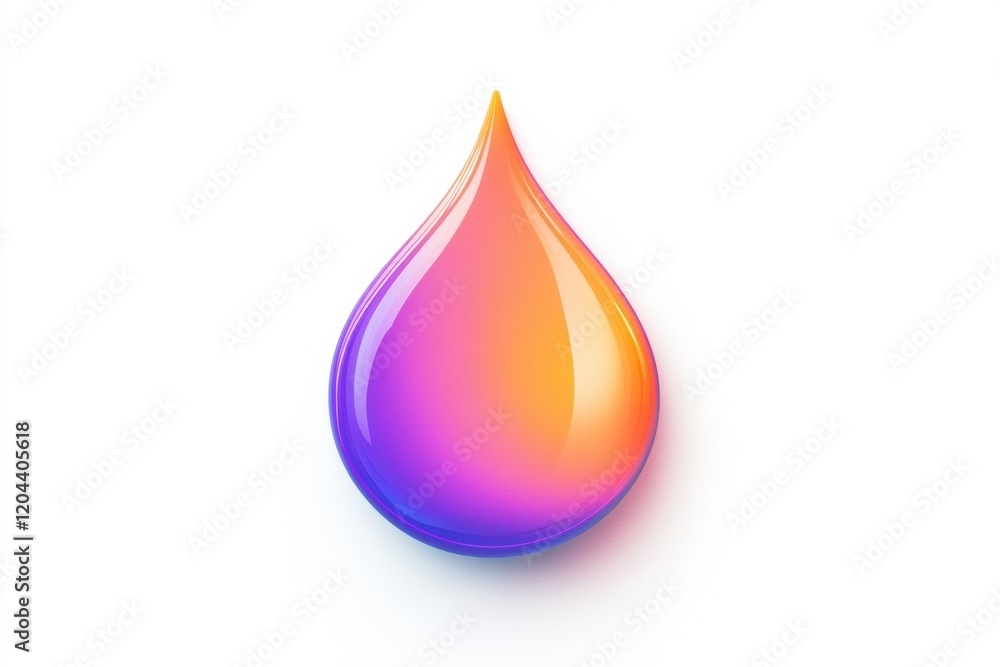 Colorful droplet with a gradient design showcasing shades of orange and purple against a simple white background. Generative AI Colorful droplet with a gradient design showcasing shades of orange and purple against a simple white background. Generative AI