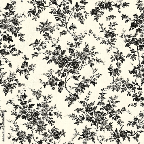Black Chinoiserie Seamless Pattern Digital Paper – Elegant Oriental Design