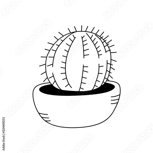 Vector illustration of a Echinopsis in the doodle style. Isolate on a white background