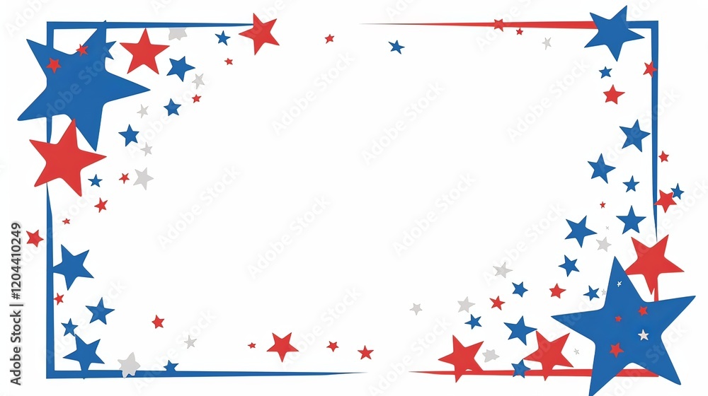 Obraz premium Red, White, and Blue Rectangular Frame with Stars in Pastel Colors
