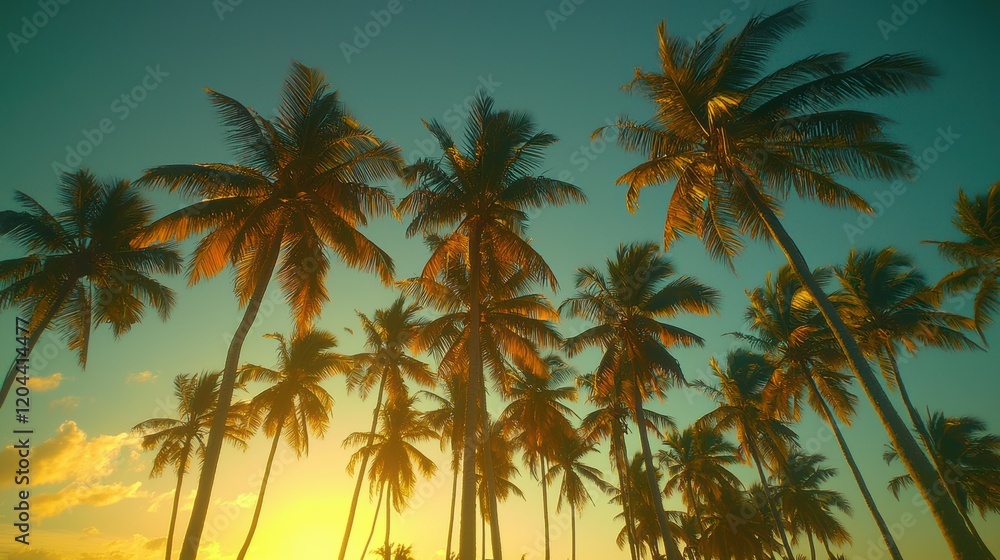 Serene palm trees under a soft pastel sky Serene palm trees under a soft pastel sky