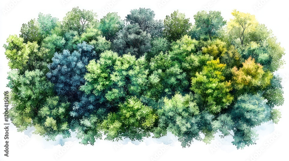 Lush Green Forest Canopy with Diverse Tree Species and Vivid Foliage in a Serene Natural Environment Lush Green Forest Canopy with Diverse Tree Species and Vivid Foliage in a Serene Natural Environment