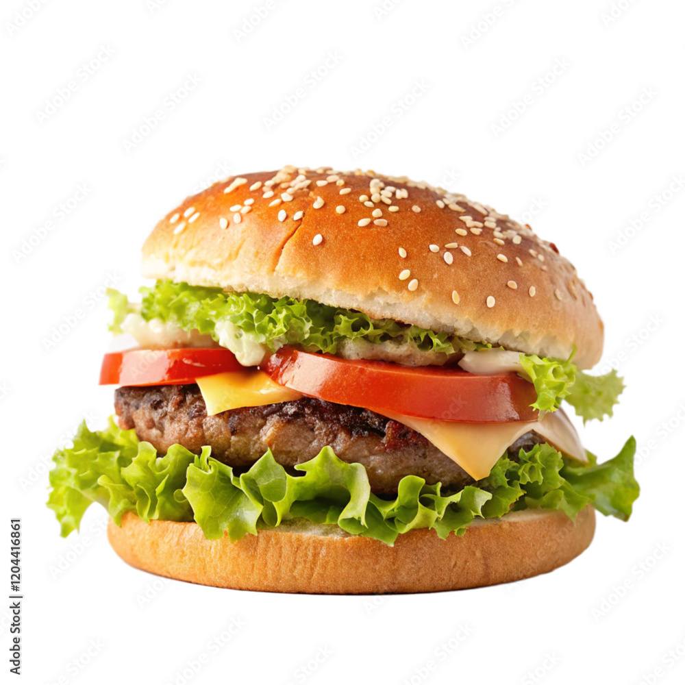 Classic hamburger isolated on transparent background Classic hamburger isolated on transparent background