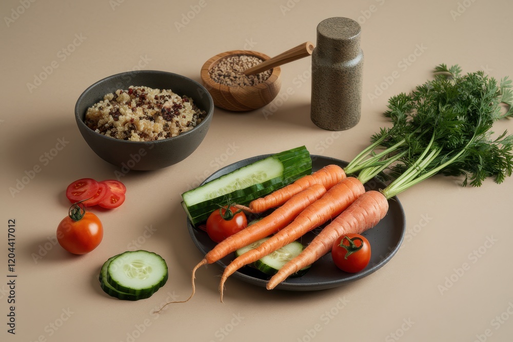 Healthy Meal Prep: Quinoa, Carrots, Cucumbers, and Tomatoes Healthy Meal Prep: Quinoa, Carrots, Cucumbers, and Tomatoes
