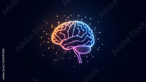 Wallpaper Mural Stylized Digital Brain Illustration with Futuristic Neural Connections and Vibrant Circuit Patterns Torontodigital.ca