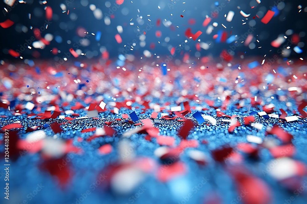 Fototapeta premium Red, white, and blue confetti bursting with patriotic spirit