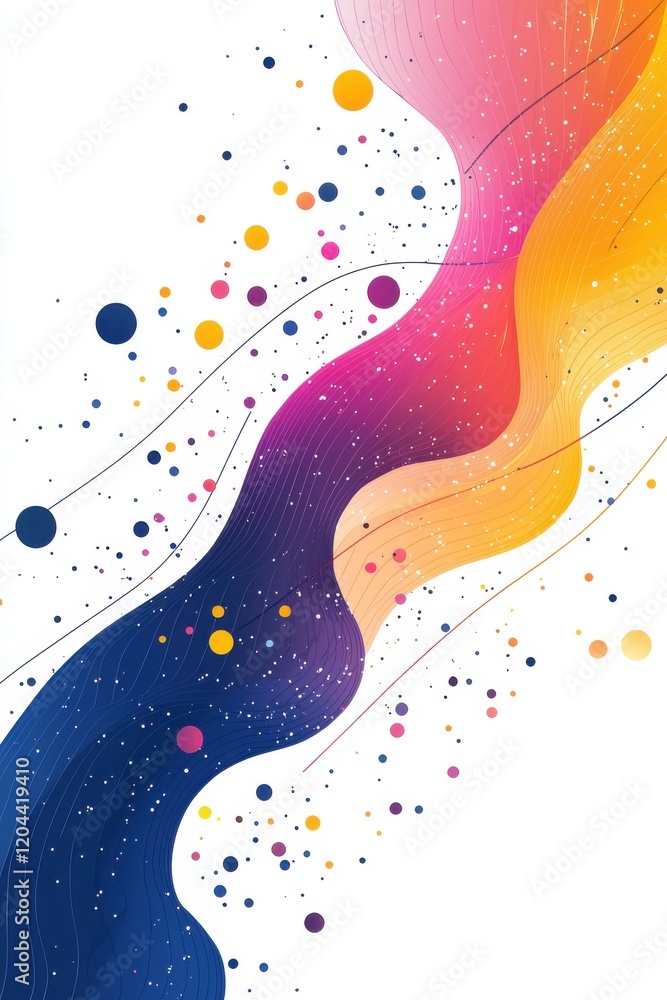 Fototapeta premium Colorful graphic with flowing curved lines and dots