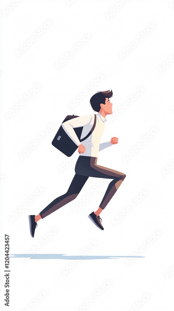 Man Running with Backpack: A Dynamic Illustration of Urban Hustle Man Running with Backpack: A Dynamic Illustration of Urban Hustle