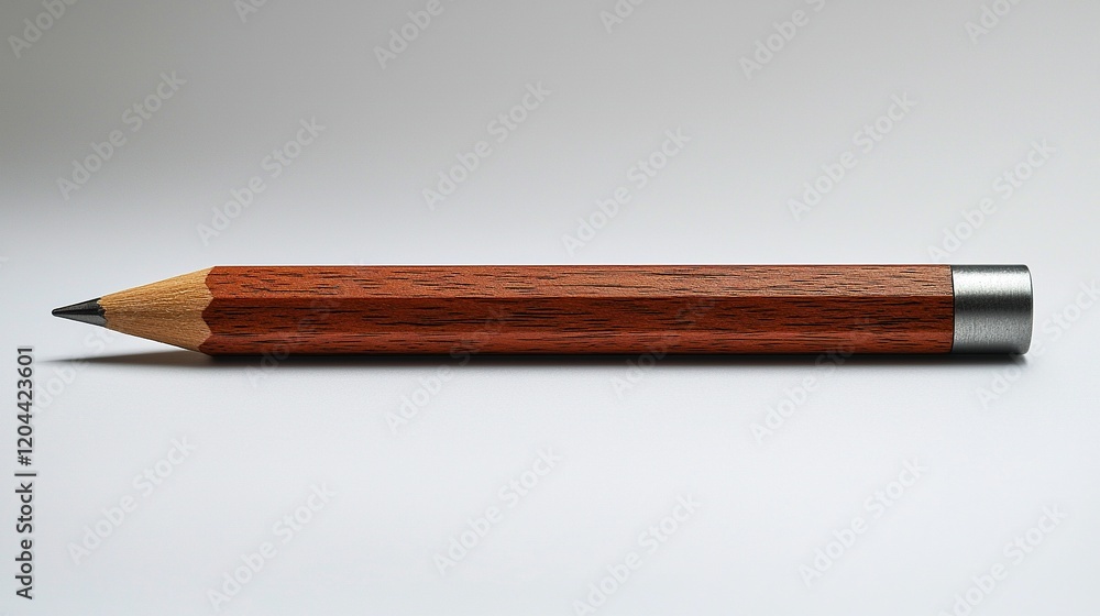 Obraz premium Wooden pencil on white background, ready to write or draw.