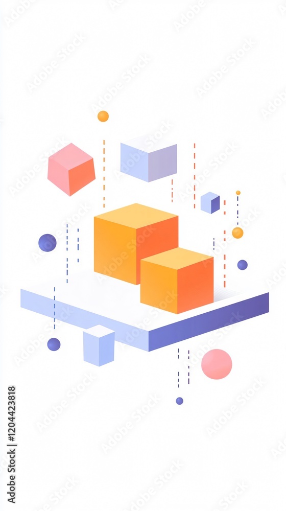 Abstract 3D Geometric Shapes in Pastel Colors - Modern Minimalist Design Abstract 3D Geometric Shapes in Pastel Colors - Modern Minimalist Design