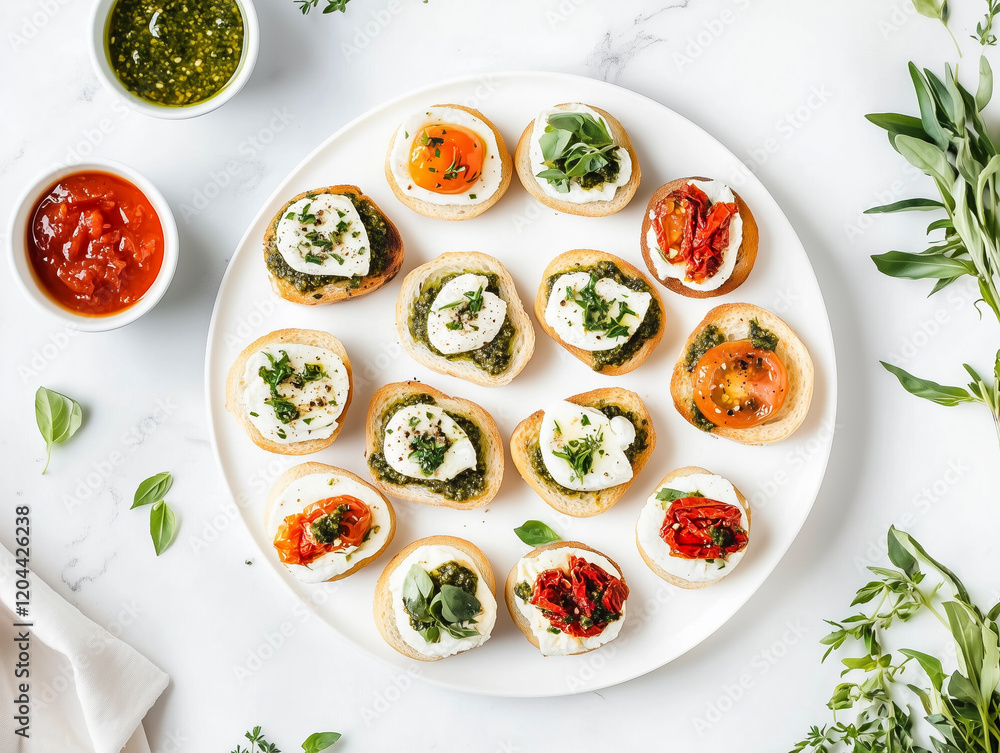 Circular Platter of Mini-Sandwiches with Fresh Mozzarella Circular Platter of Mini-Sandwiches with Fresh Mozzarella