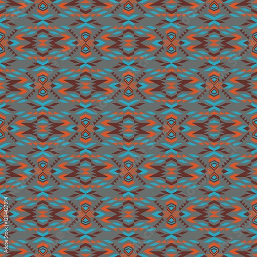 American tribal ethnic native pattern seamless.Traditional Navajo,Aztec,Apache,Southwest and Mexican style fabric pattern.Abstract vector motif pattern.For fabric,clothing,blanket,woven,wrap,decorate.