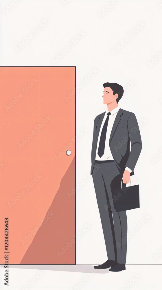 businessman standing in front of a closed door businessman standing in front of a closed door