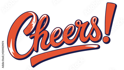 Handwritten cheers . white background red drawing
