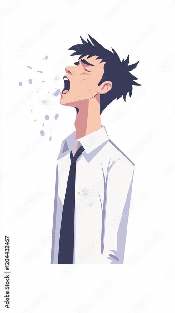 A Sick Man Coughing Illustration: A Visual Depiction of Illness, Disease, and Sickness A Sick Man Coughing Illustration: A Visual Depiction of Illness, Disease, and Sickness