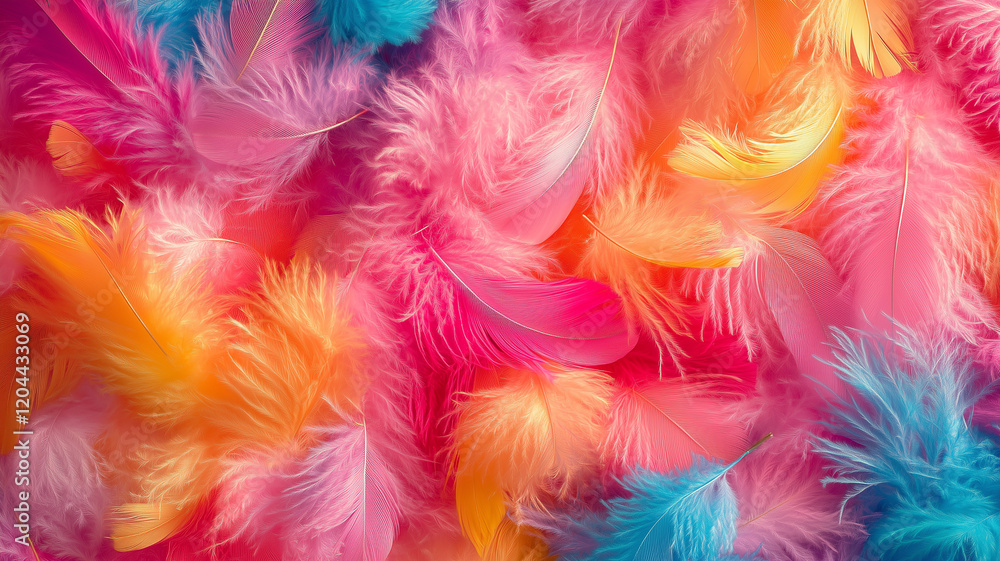 Colorful and textured feathers creating a bright and cheerful backdrop. Perfect for design projects. Colorful and textured feathers creating a bright and cheerful backdrop. Perfect for design projects.