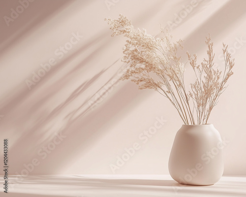 elegant composition with a ceramic vase and dried floral arrangement. Ideal for home decor and lifestyle.