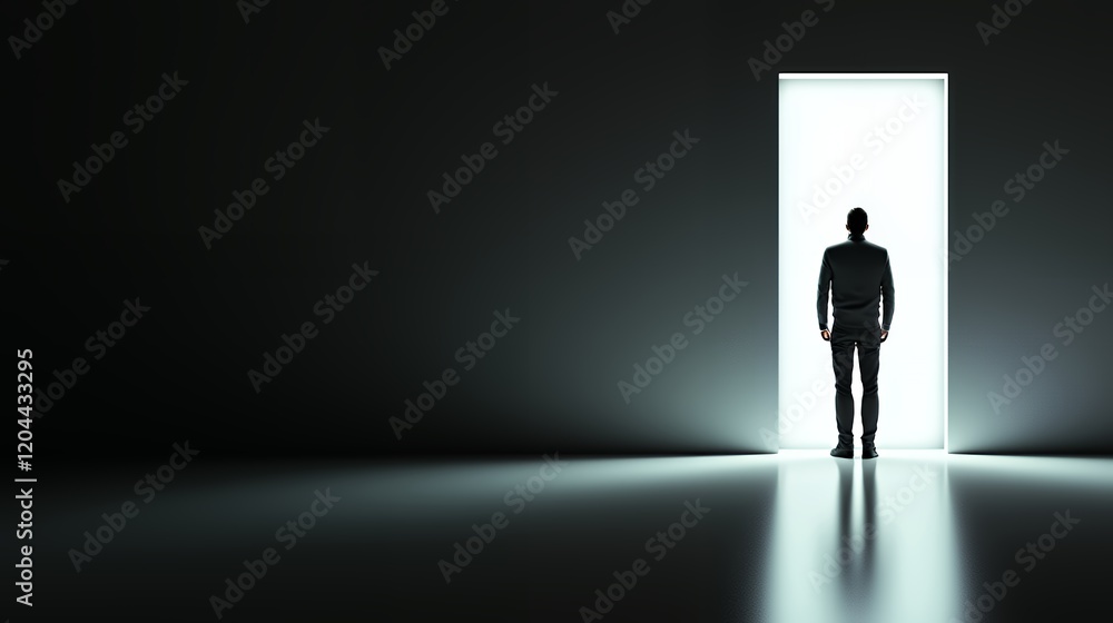 Obraz premium Man at Threshold: A Journey into the Unknown