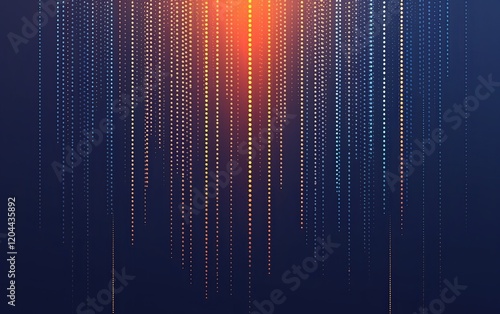 Abstract Digital Gradient Background with Vertical Light Stripes in Dark Blue, Orange, and Violet for Business Presentations