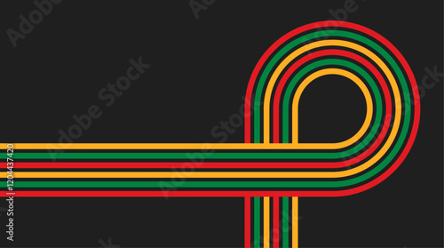 Groovy background 70s with waves in concept of juneteenth, Black history month. Abstract wavy line pattern in 1970s hippie retro style. Vector illustration