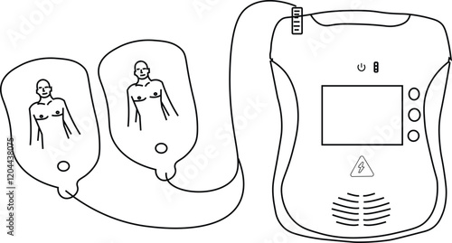 The Illustration of equipment called Automated External Defibrillator