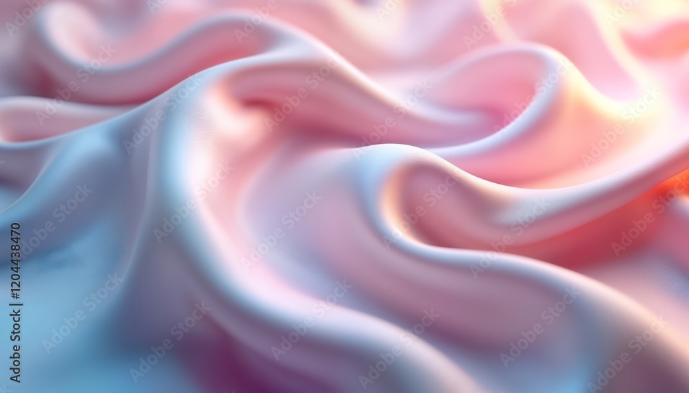 Fototapeta premium Fluid pastel colors flow like silk. Abstract, elegant background. Smooth, gentle texture. Ideal for fashion design, wallpaper digital art projects. Luxury, chic visual. Serene, calm aesthetic. Soft