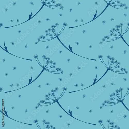 seamless botanical pattern of painted oriental motifs 