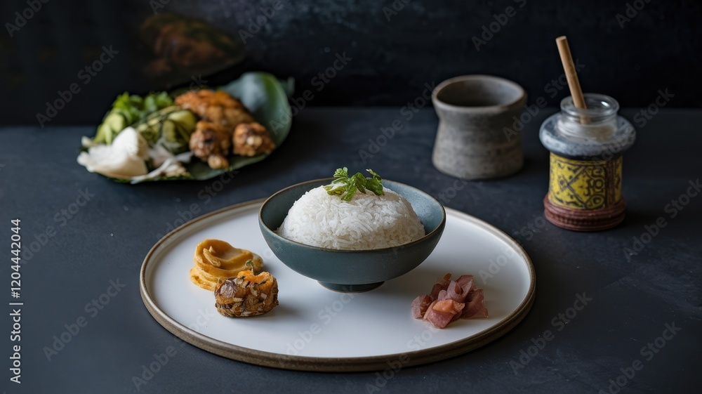 Aromatic Rice Bowl with Accompaniments: A Culinary Delight Aromatic Rice Bowl with Accompaniments: A Culinary Delight