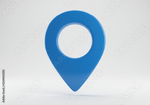 Free Download A 3D illustration of a glossy blue location pin with a hollow center floating against a white background - GFXLoad