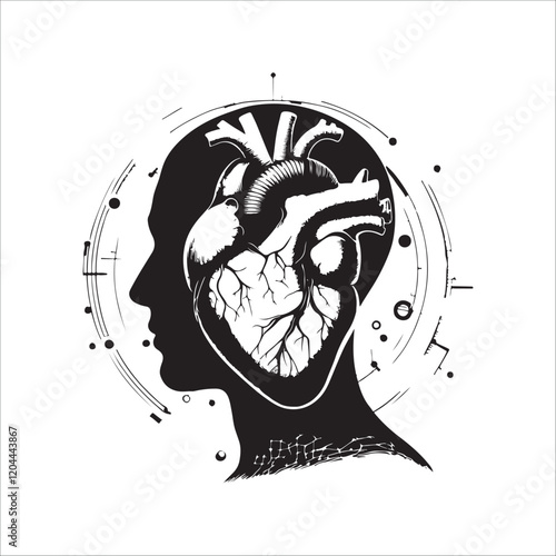 Human heart vector silhouette, icon