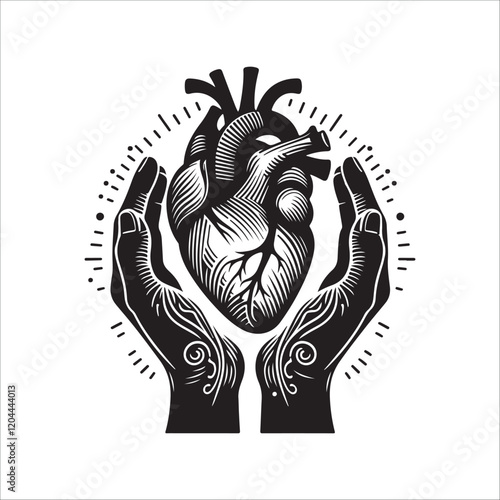 Human heart vector silhouette, icon