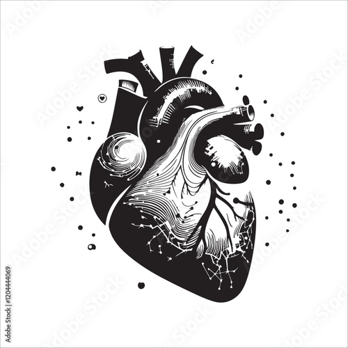 Human heart vector silhouette, icon