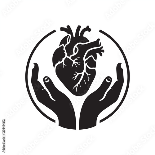 Human heart vector silhouette, icon