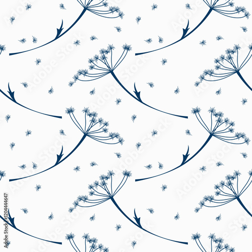 seamless botanical pattern of painted oriental motifs 