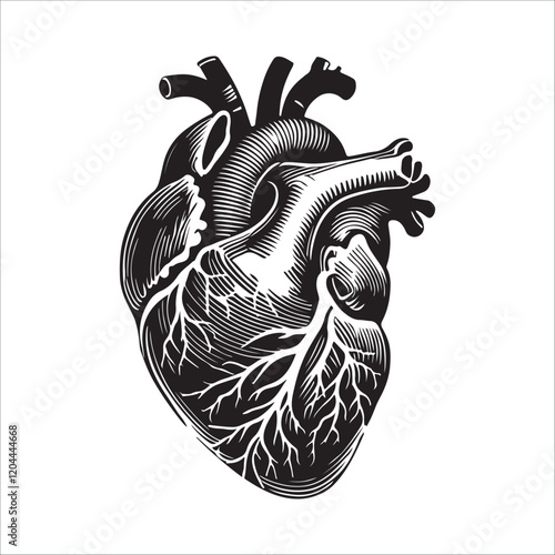 Human heart vector silhouette, icon