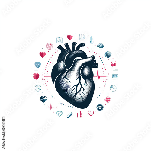 Human heart vector silhouette, icon
