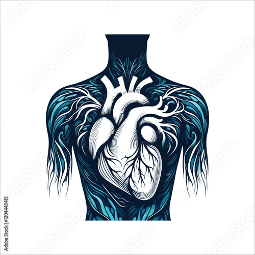 Human heart vector silhouette, icon