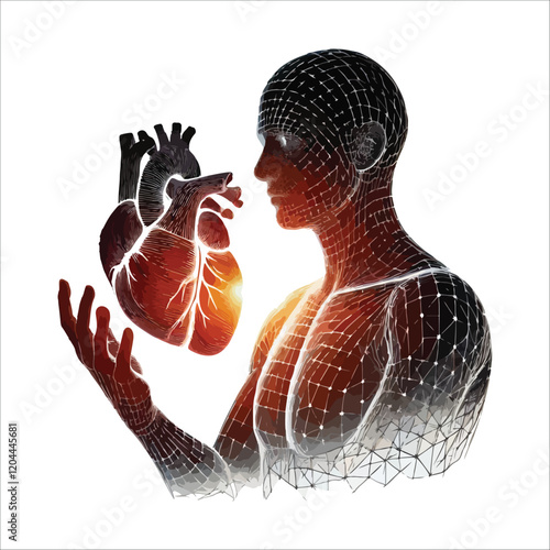 Human heart vector silhouette, icon