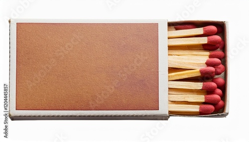 vintage old retro frayed matchbox with matches on transparent background