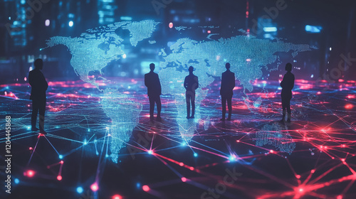 Wallpaper Mural abstract professional business team people innovation connection of line from nail node to node on map background , networking concept Torontodigital.ca